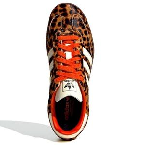 Adidas Leopard Print Sneakers with Orange Accents